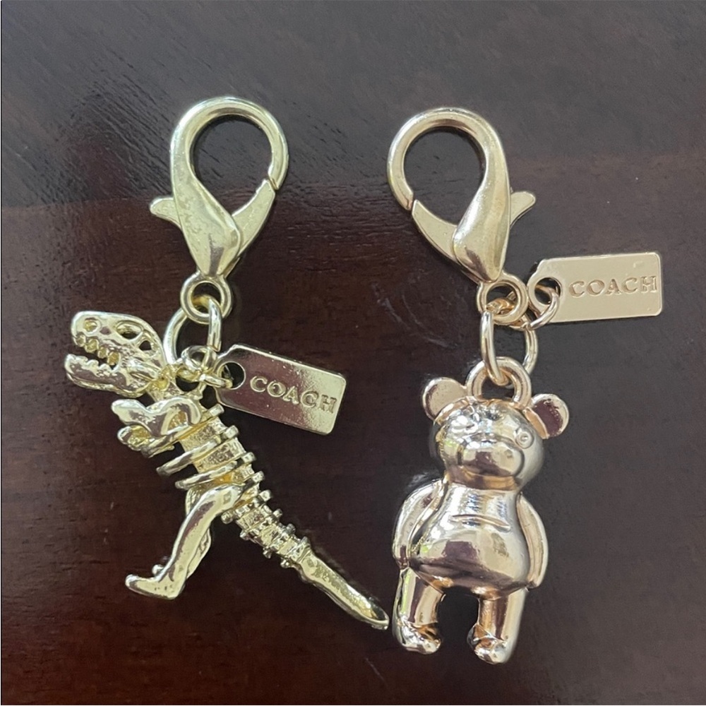 Coach Gold Dinosaur and Silver Bear Key Charms